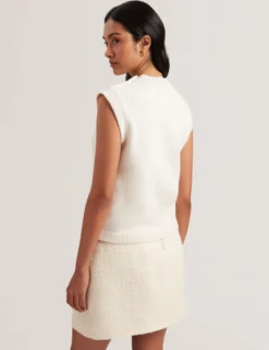 Rose Button Wool Knit Tank Top
