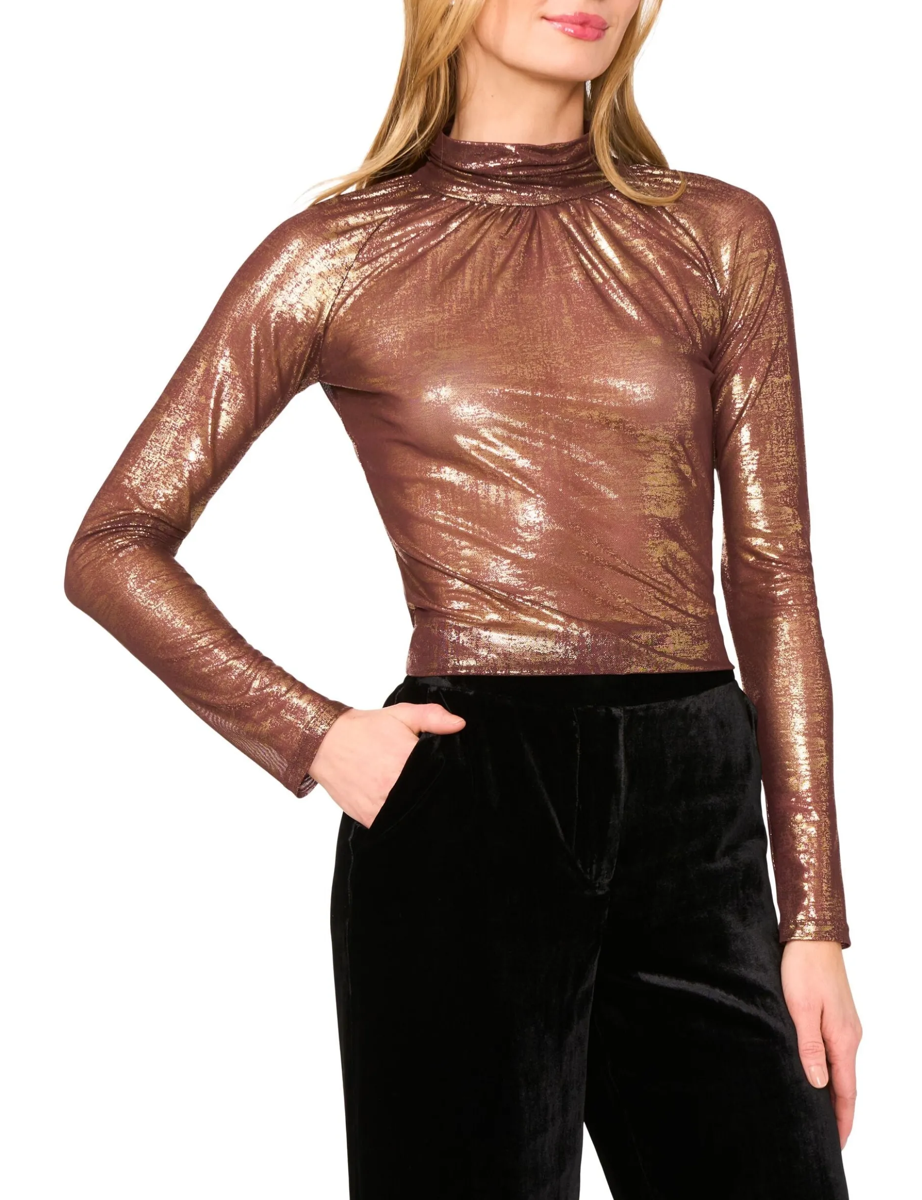Ruched Turtleneck Top