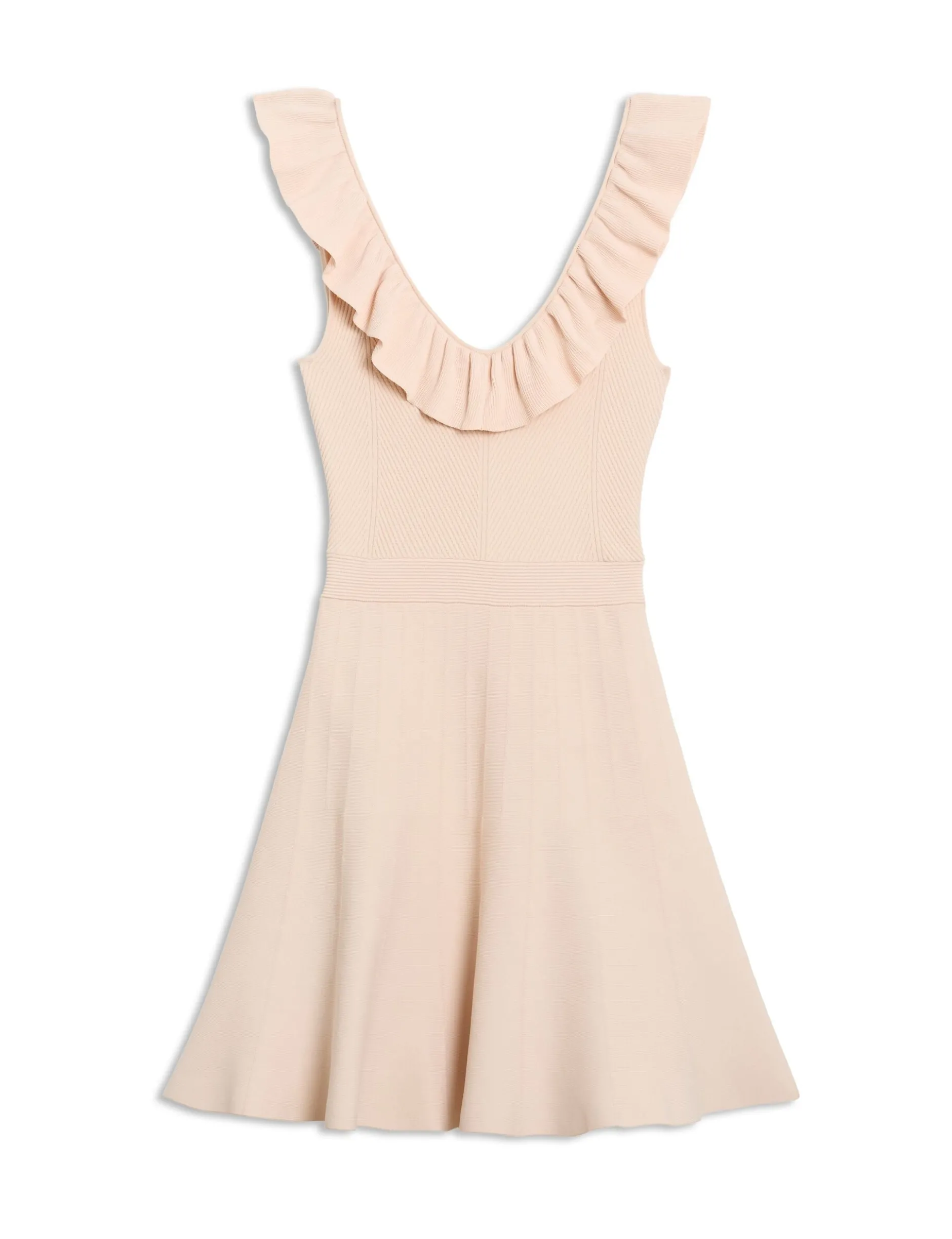 Ruffle Neckline Mini Dress