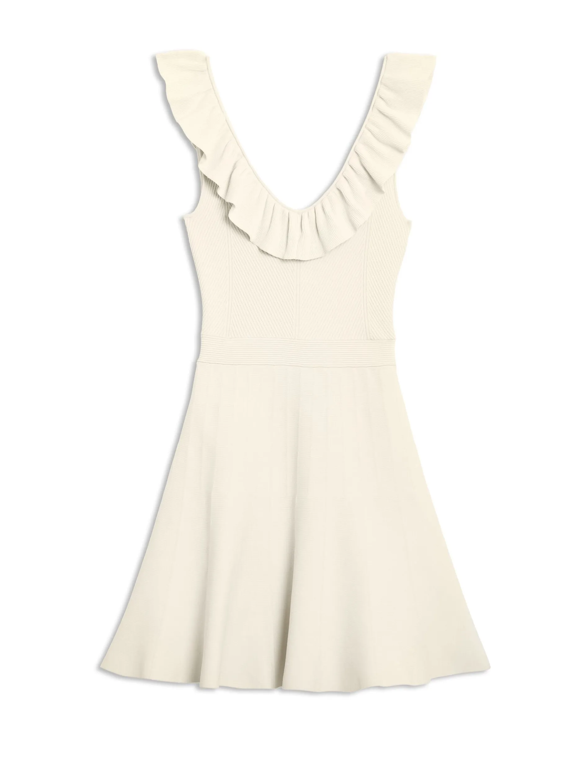 Ruffle Neckline Mini Dress
