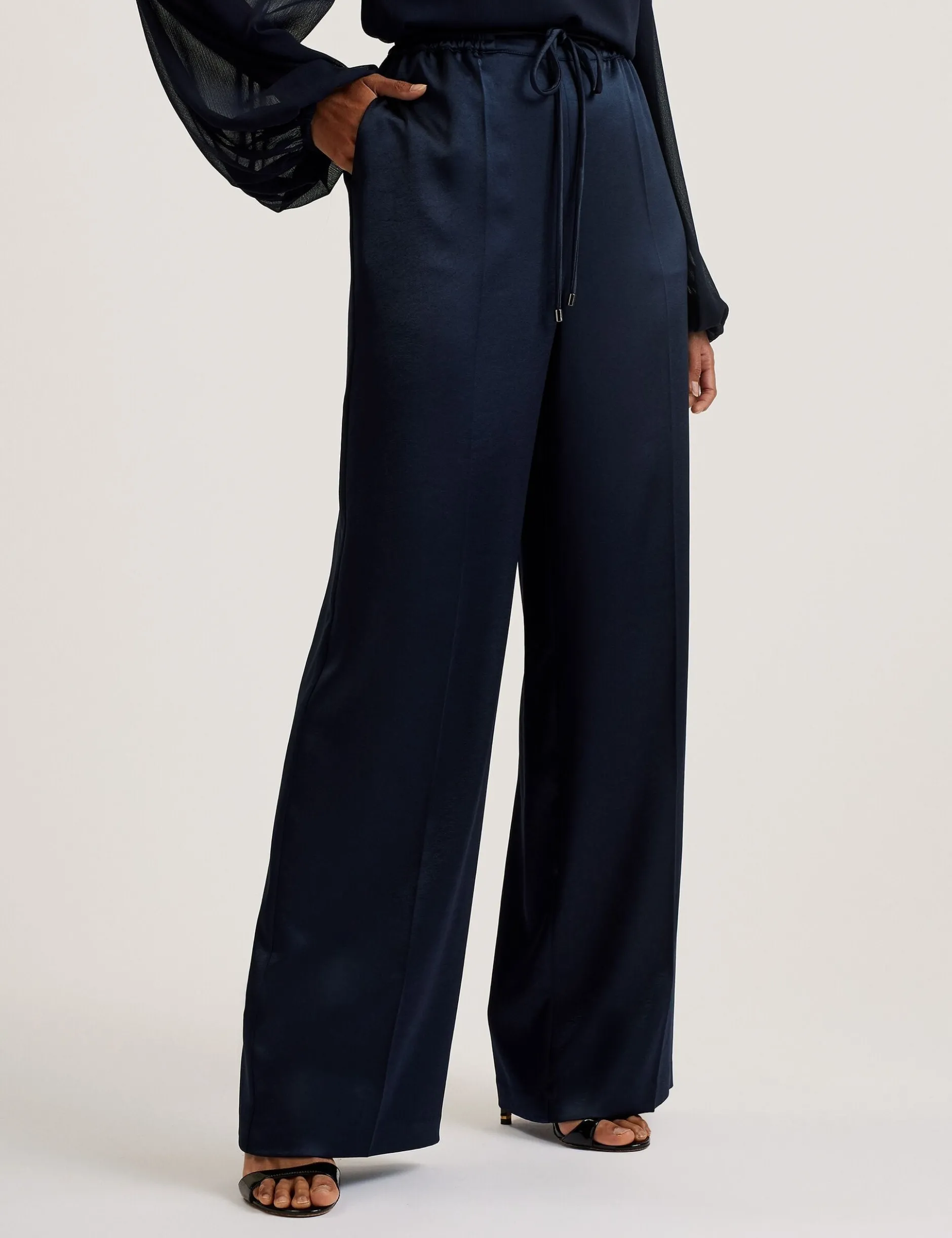Satin Wide Leg Drawstring Joggers