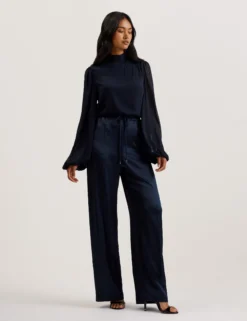 Satin Wide Leg Drawstring Joggers