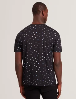 Scattered Floral Print Crew Neck T-Shirt