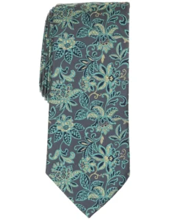 Scrolling Floral Satin Tie