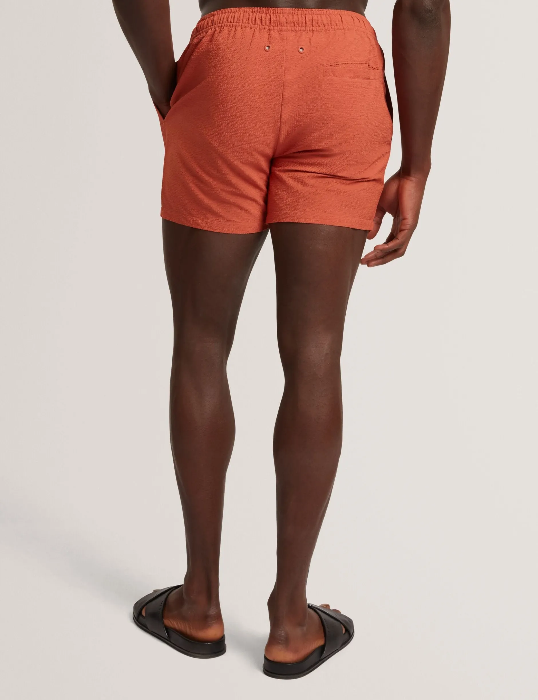 Seersucker Mid-Length Swim Shorts