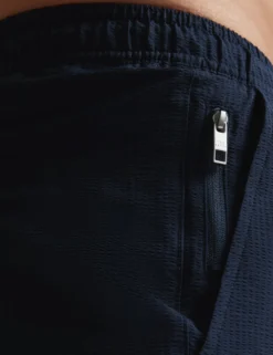 Seersucker Mid-Length Swim Shorts