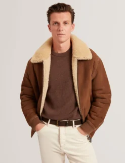 Shearling Leather Aviator Jacket