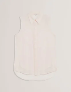 Sheer Organza Longline Sleeveless Blouse