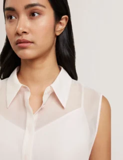 Sheer Organza Longline Sleeveless Blouse