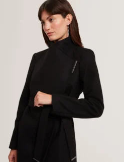 Short Belted Wool Wrap Coat
