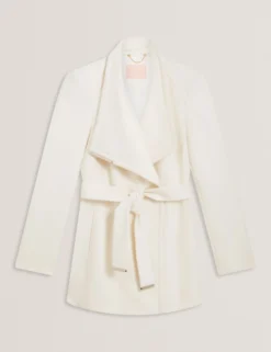 Short Belted Wool Wrap Coat