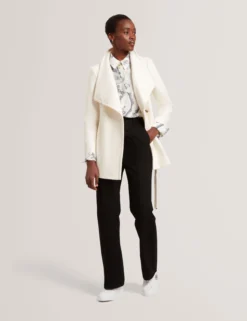 Short Belted Wool Wrap Coat