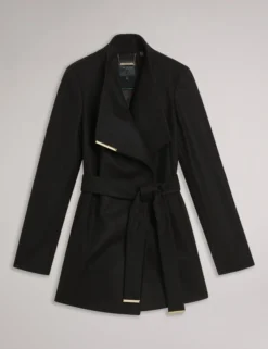 Short Belted Wool Wrap Coat