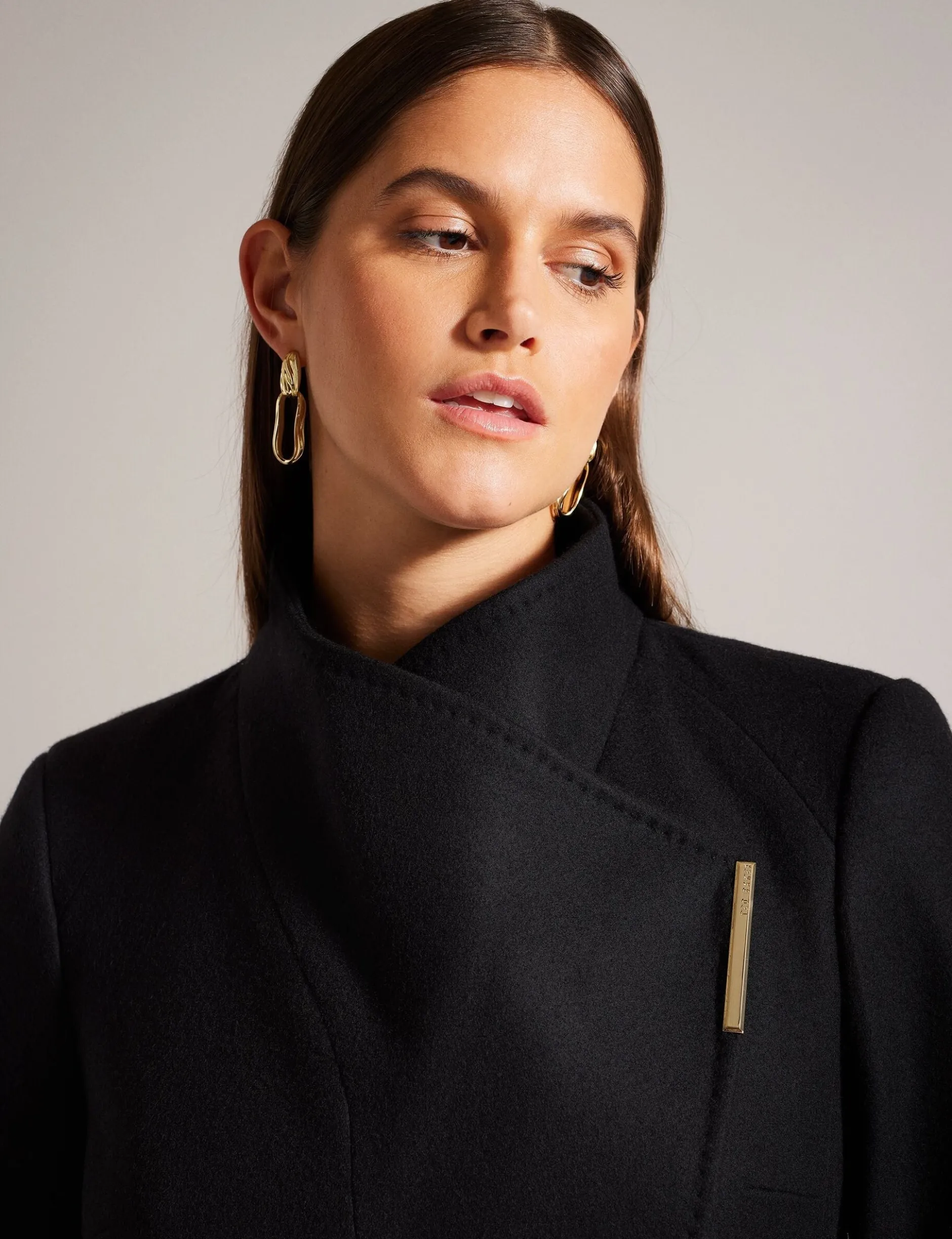 Short Belted Wool Wrap Coat