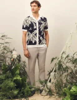 Short Sleeve Knitted Leaf Shirt