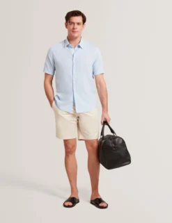 Short Sleeve Linen Cotton Woven Shirt