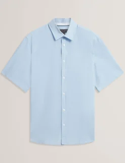 Short Sleeve Linen Cotton Woven Shirt