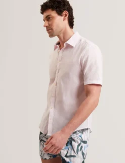 Short Sleeve Linen Cotton Woven Shirt