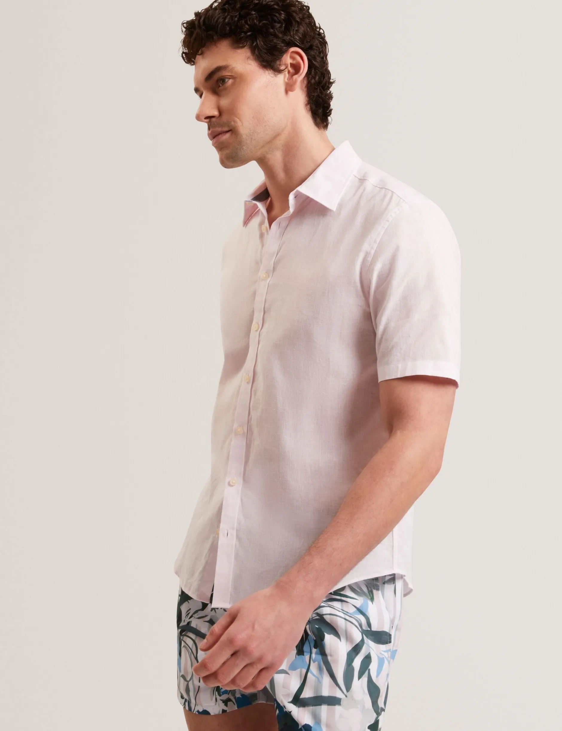 Short Sleeve Linen Cotton Woven Shirt