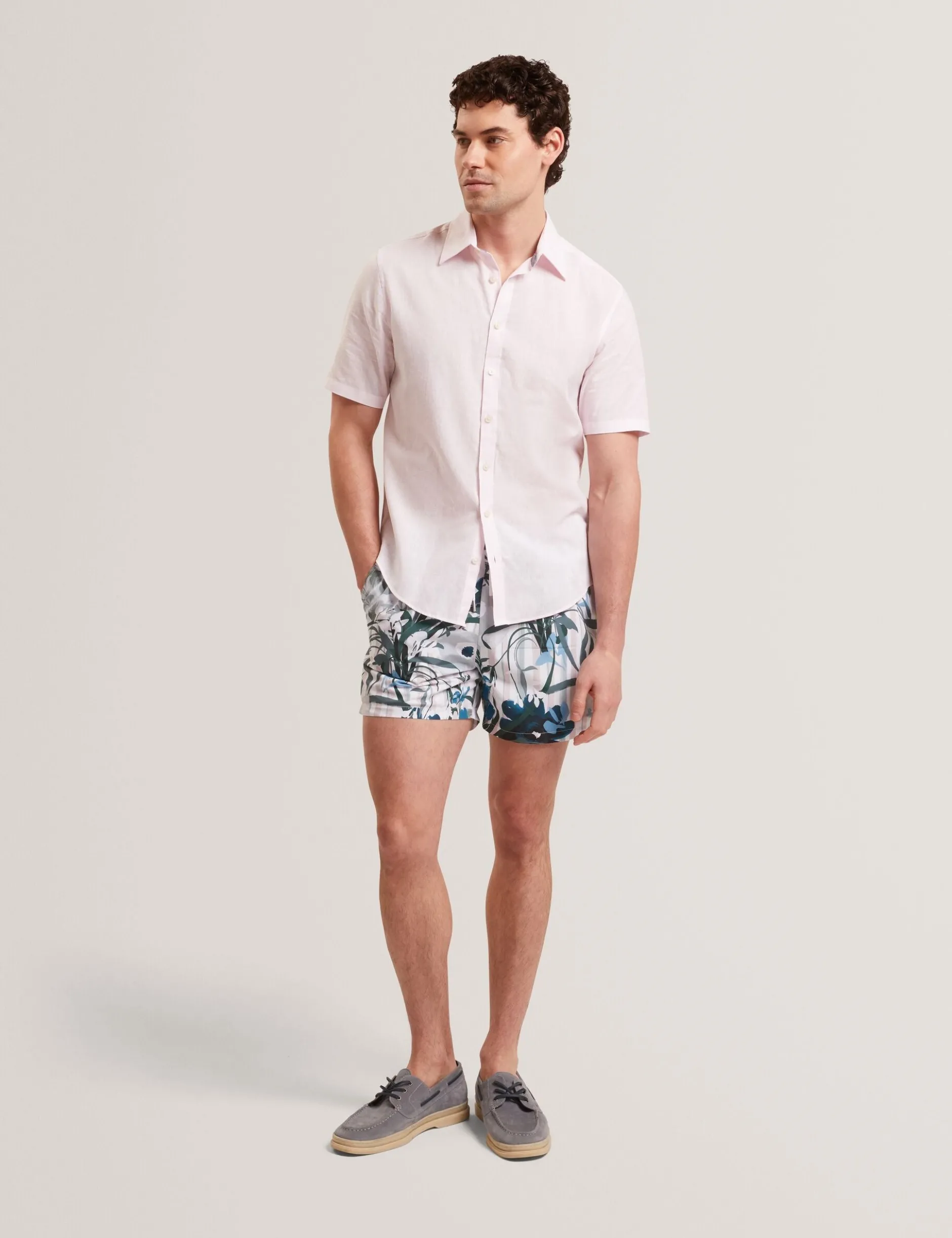 Short Sleeve Linen Cotton Woven Shirt