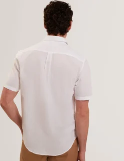 Short Sleeve Linen Cotton Woven Shirt