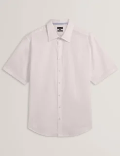 Short Sleeve Linen Cotton Woven Shirt