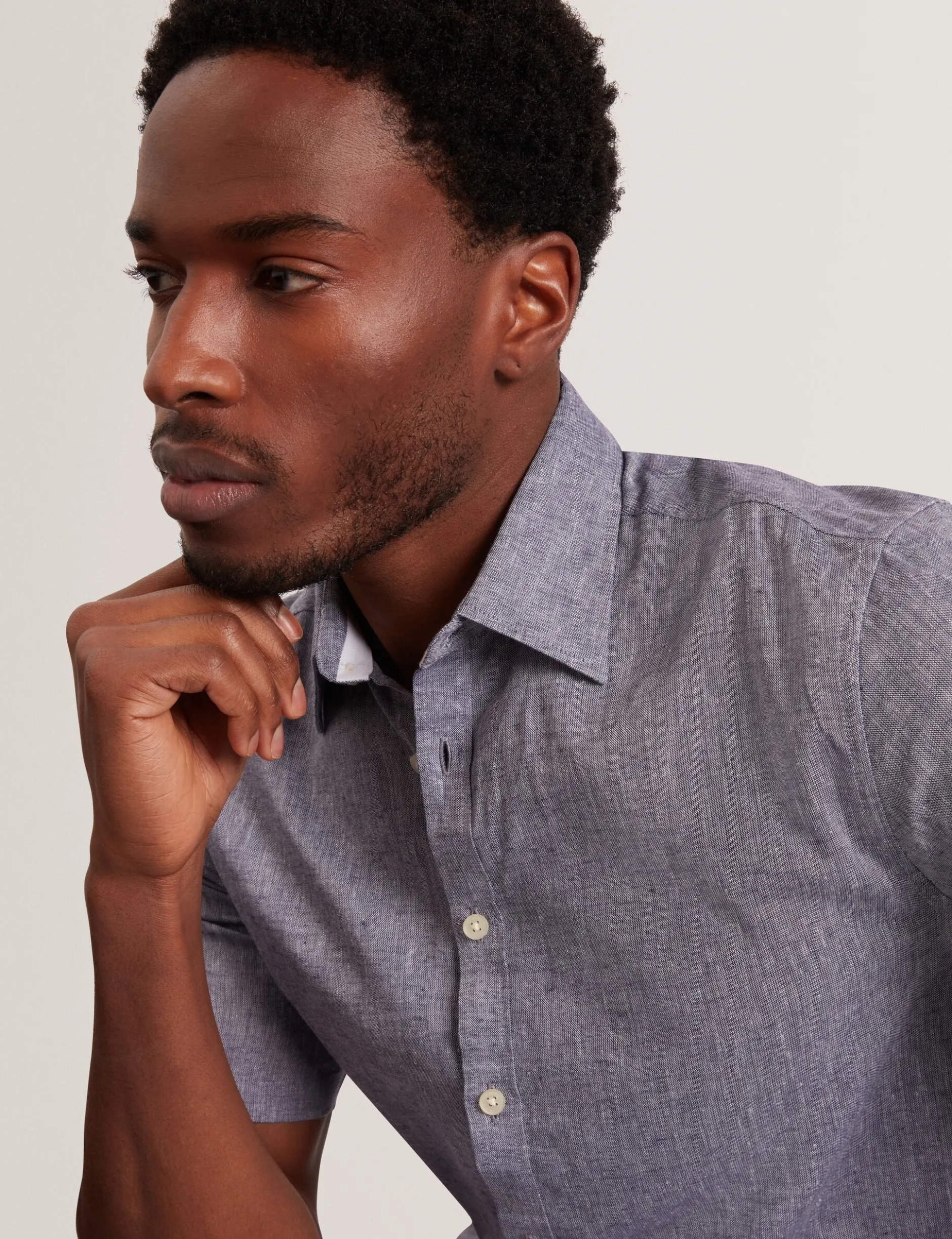 Short Sleeve Linen Cotton Woven Shirt