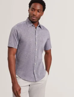Short Sleeve Linen Cotton Woven Shirt