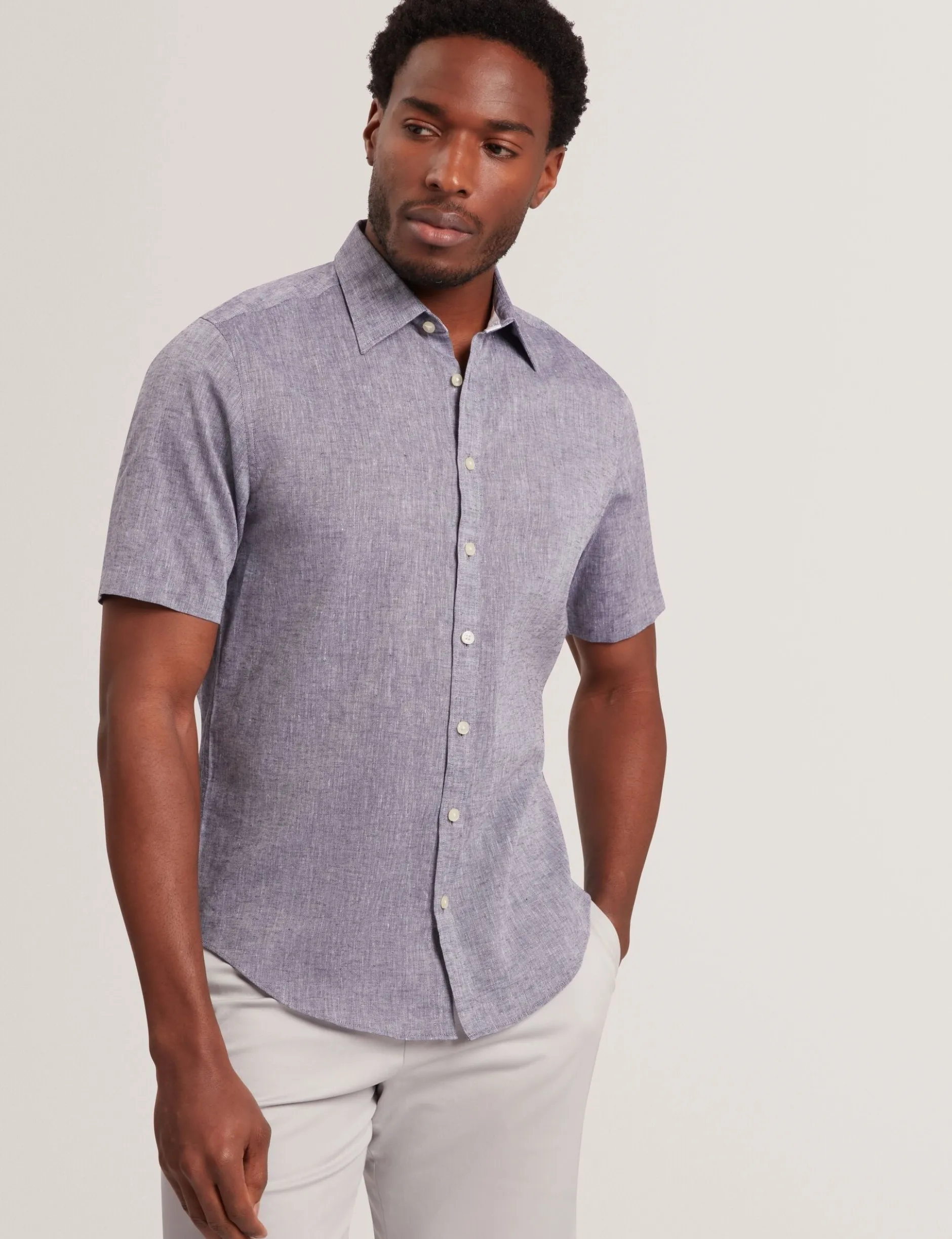 Short Sleeve Linen Cotton Woven Shirt