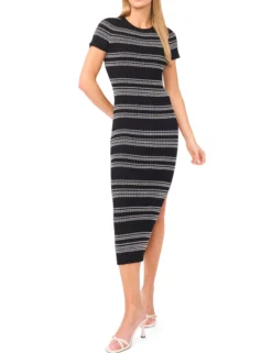 Short Sleeve Maxi Dress With Contrast Stripe