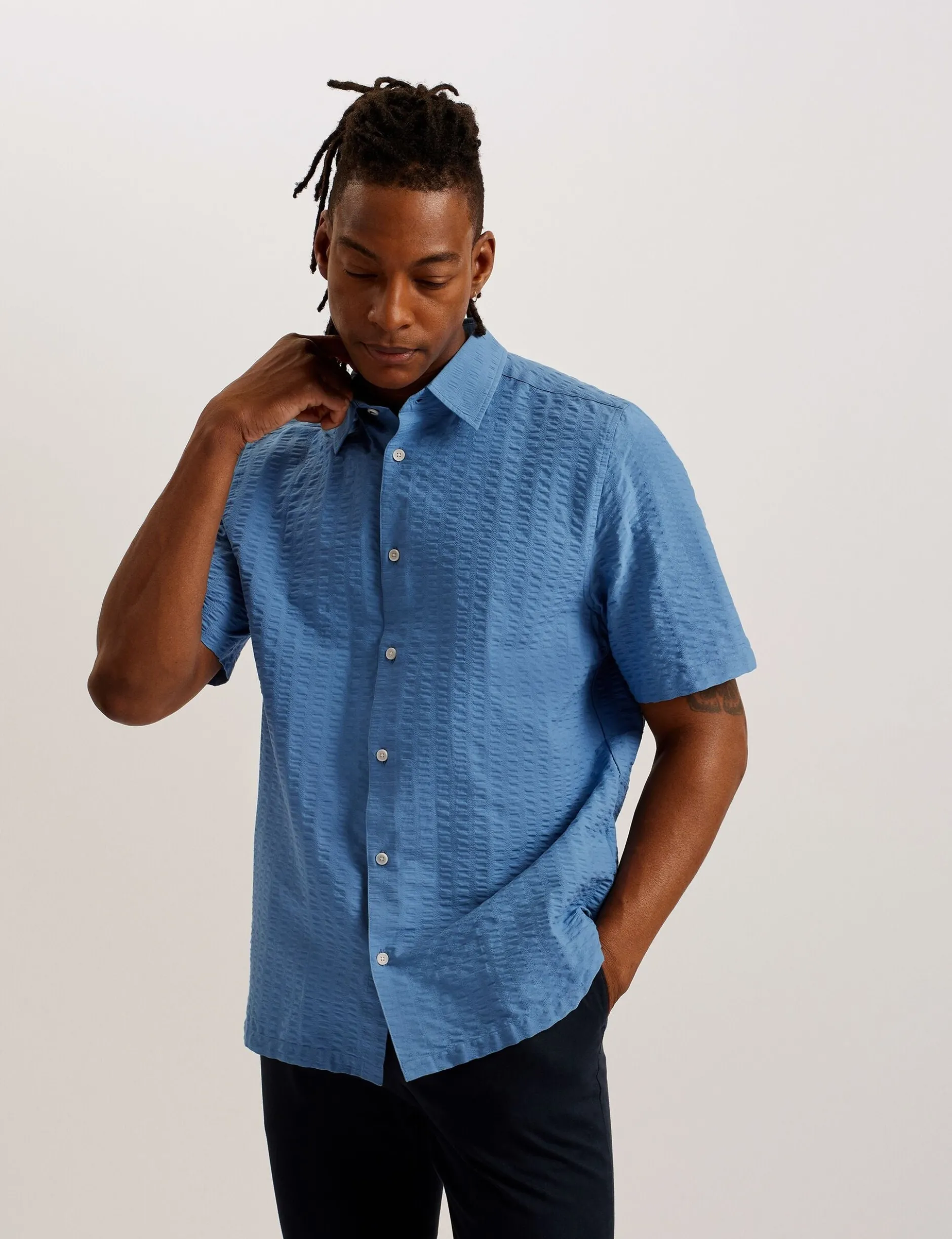 Short Sleeve Seersucker Shirt