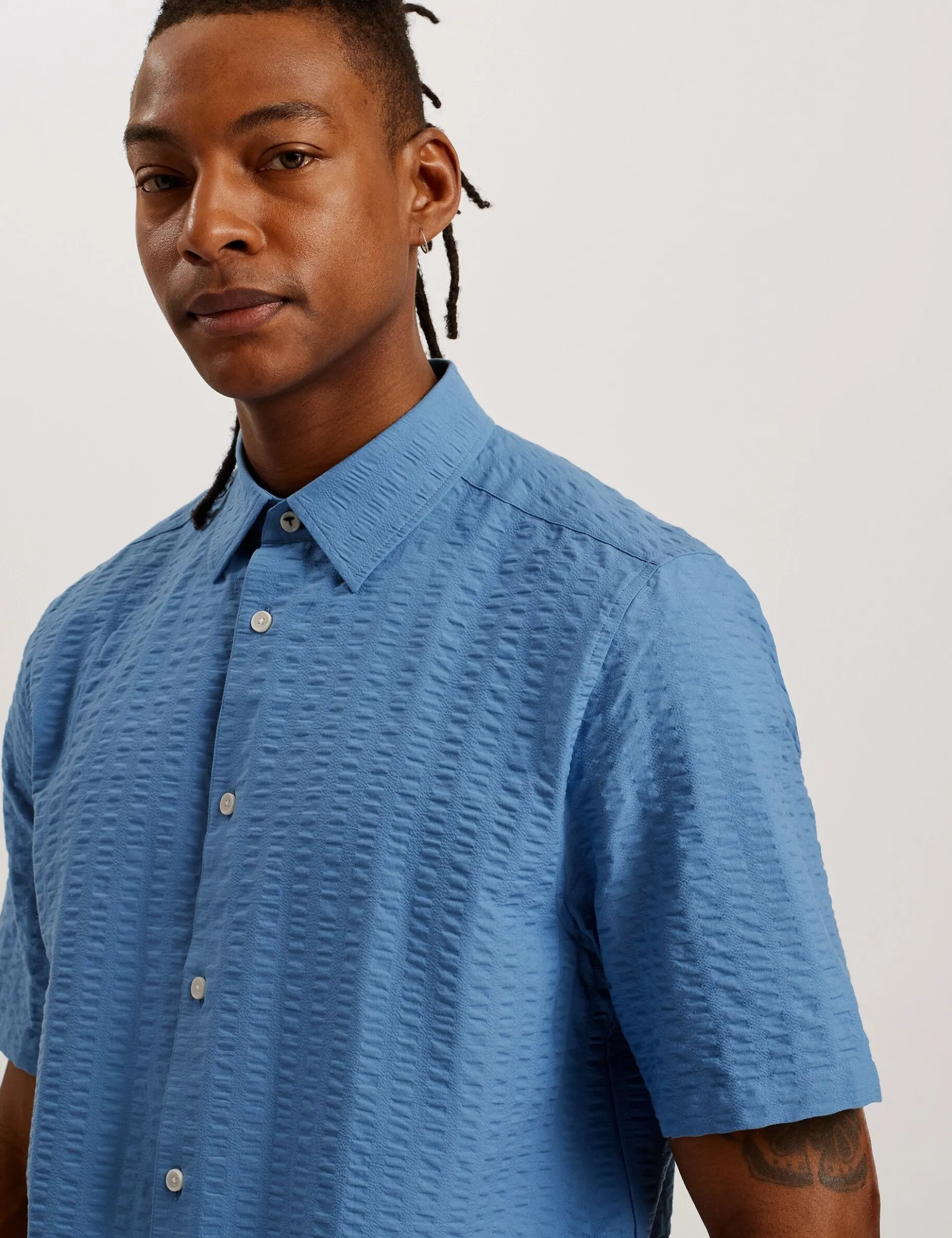 Short Sleeve Seersucker Shirt