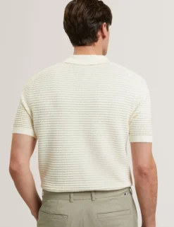 Short Sleeve Wavy Stitch Open Neck Polo