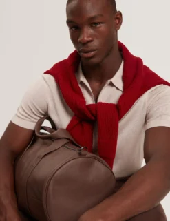 Silk Blend Knit Zip Neck Polo