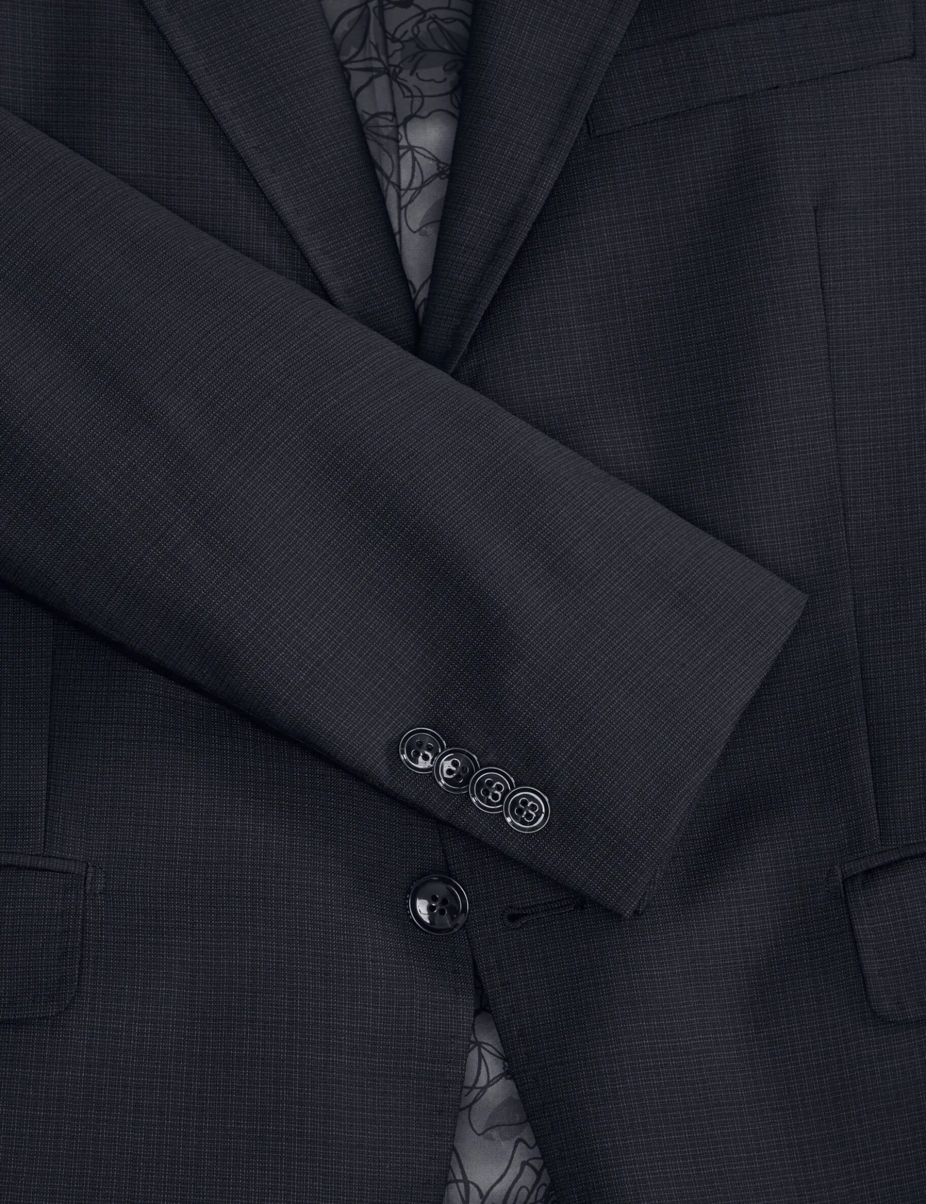 Single Breasted Two Button Notch Fully Fashioned Grid Suit Jacket