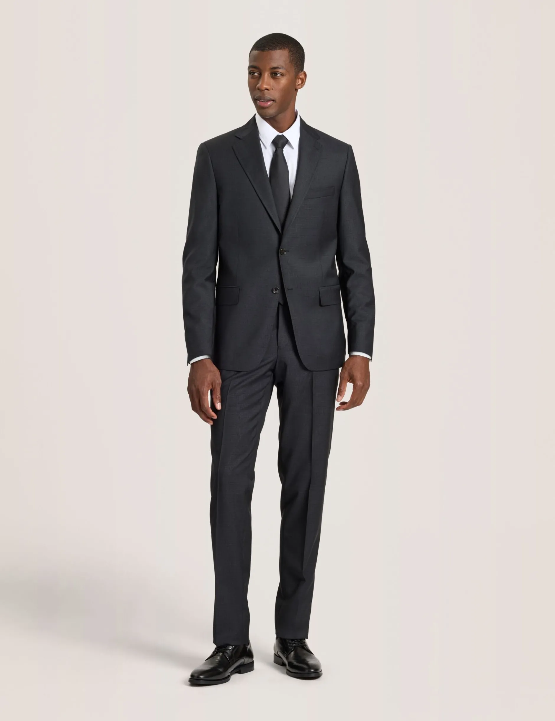 Single Breasted Two Button Notch Fully Fashioned Grid Suit Jacket