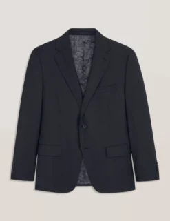Single Breasted Two Button Notch Fully Fashioned Grid Suit Jacket
