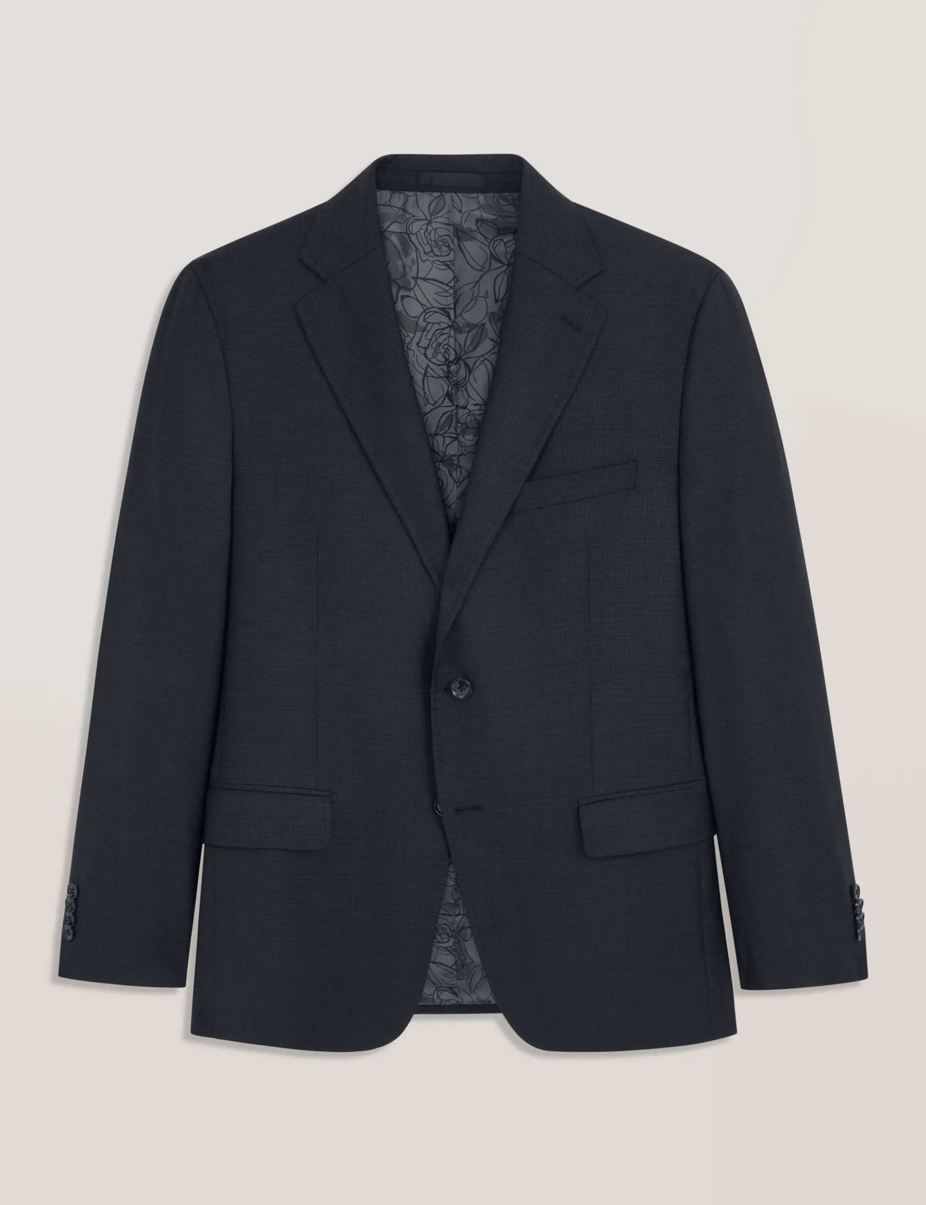 Single Breasted Two Button Notch Fully Fashioned Grid Suit Jacket