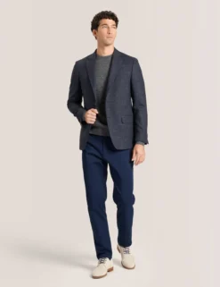 Single Breasted Two Button Notch Patch Pocket Weave Jacket