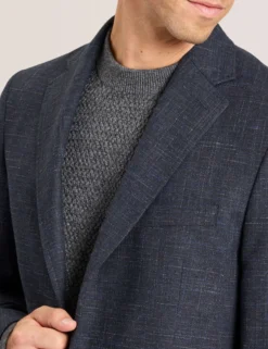 Single Breasted Two Button Notch Patch Pocket Weave Jacket