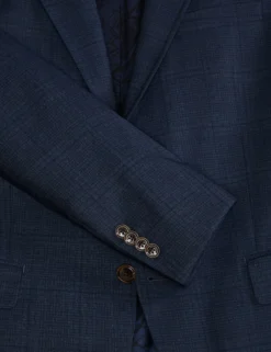 Single Breasted Two Button Notch Fully Fashioned Plaid Suit Jacket