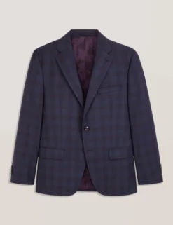 Single Breasted Two Button Notch Fully Fashioned Plaid Suit Jacket