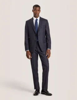 Single Breasted Two Button Notch Fully Fashioned Plaid Suit Jacket