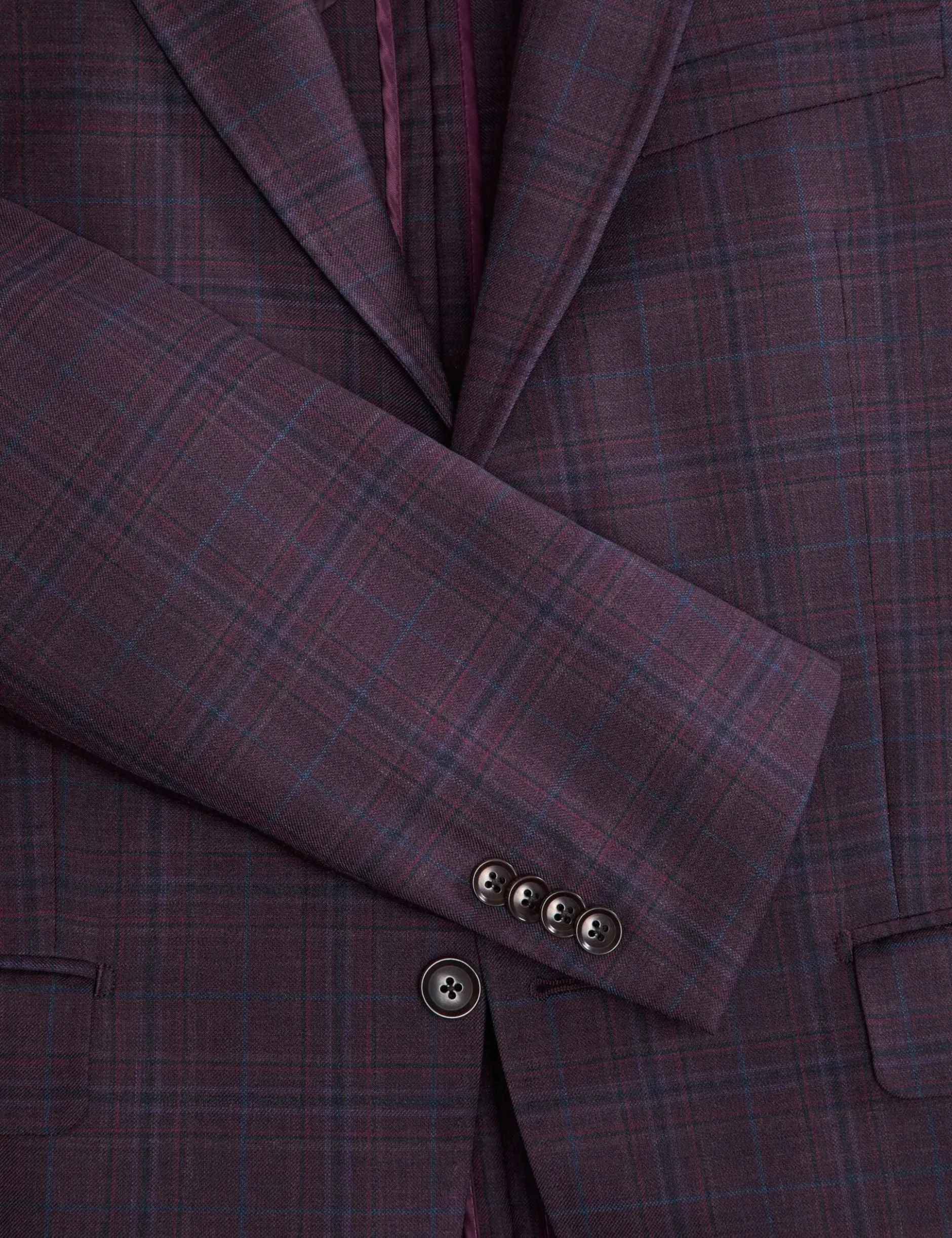 Single Breasted Two Button Notch Fully Fashioned Plaid Jacket