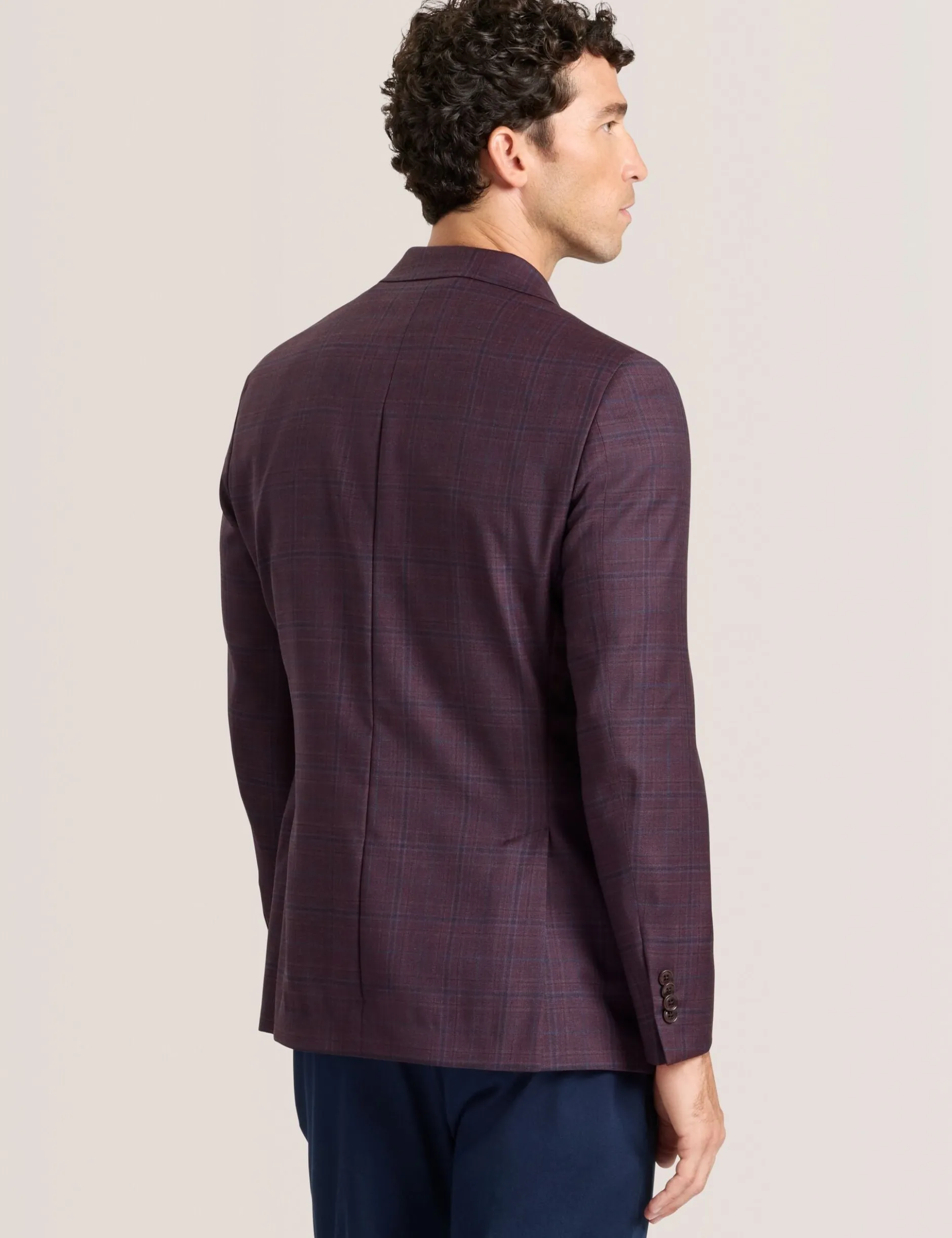 Single Breasted Two Button Notch Fully Fashioned Plaid Jacket