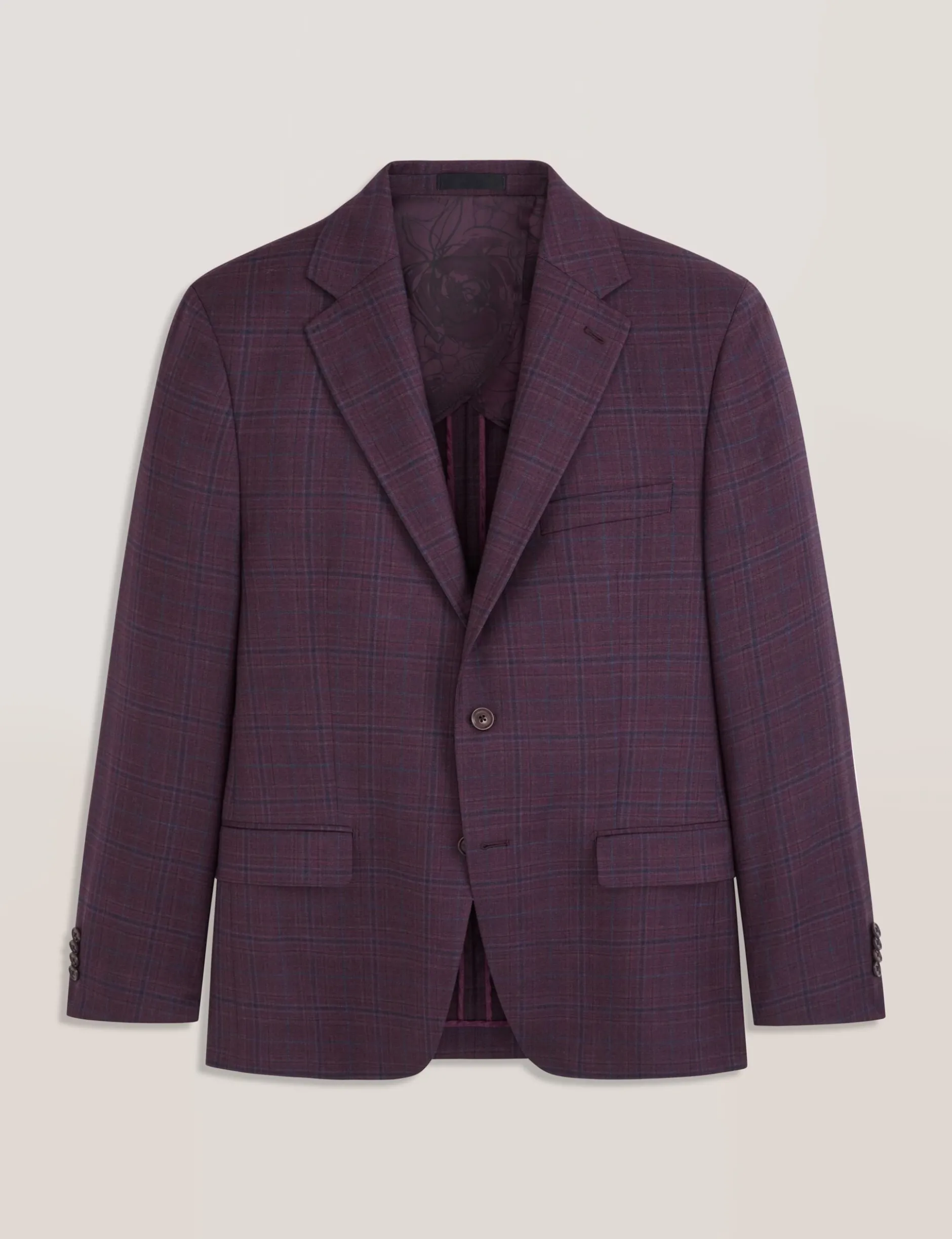 Single Breasted Two Button Notch Fully Fashioned Plaid Jacket