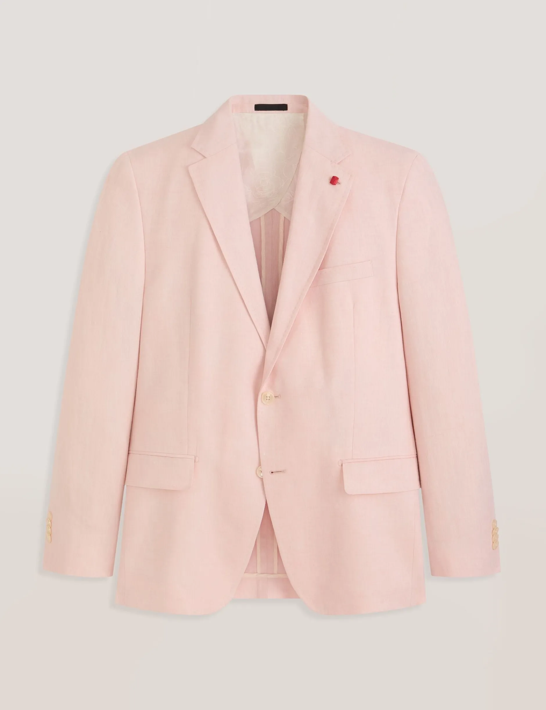 Single Breasted Two Button Notch Flat Front Linen Suit Jacket