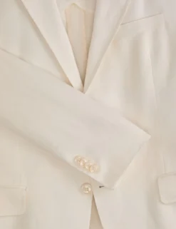 Single Breasted Two Button Notch Flat Front Linen Suit Jacket