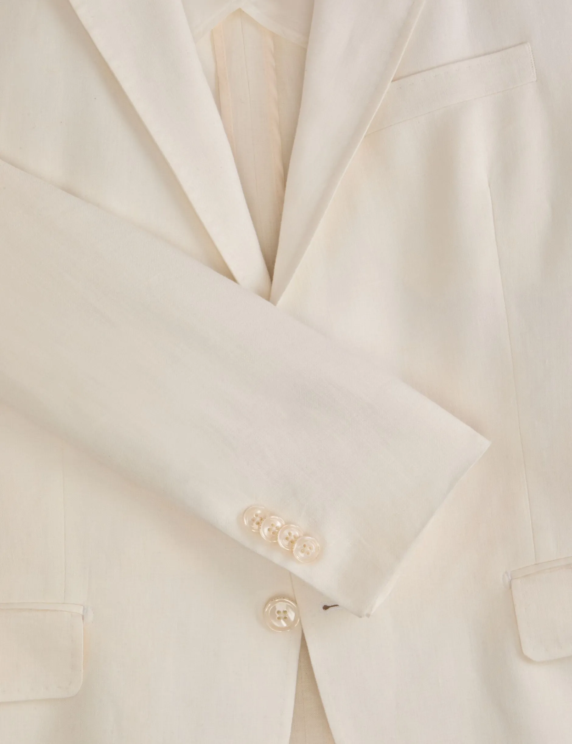 Single Breasted Two Button Notch Flat Front Linen Suit Jacket
