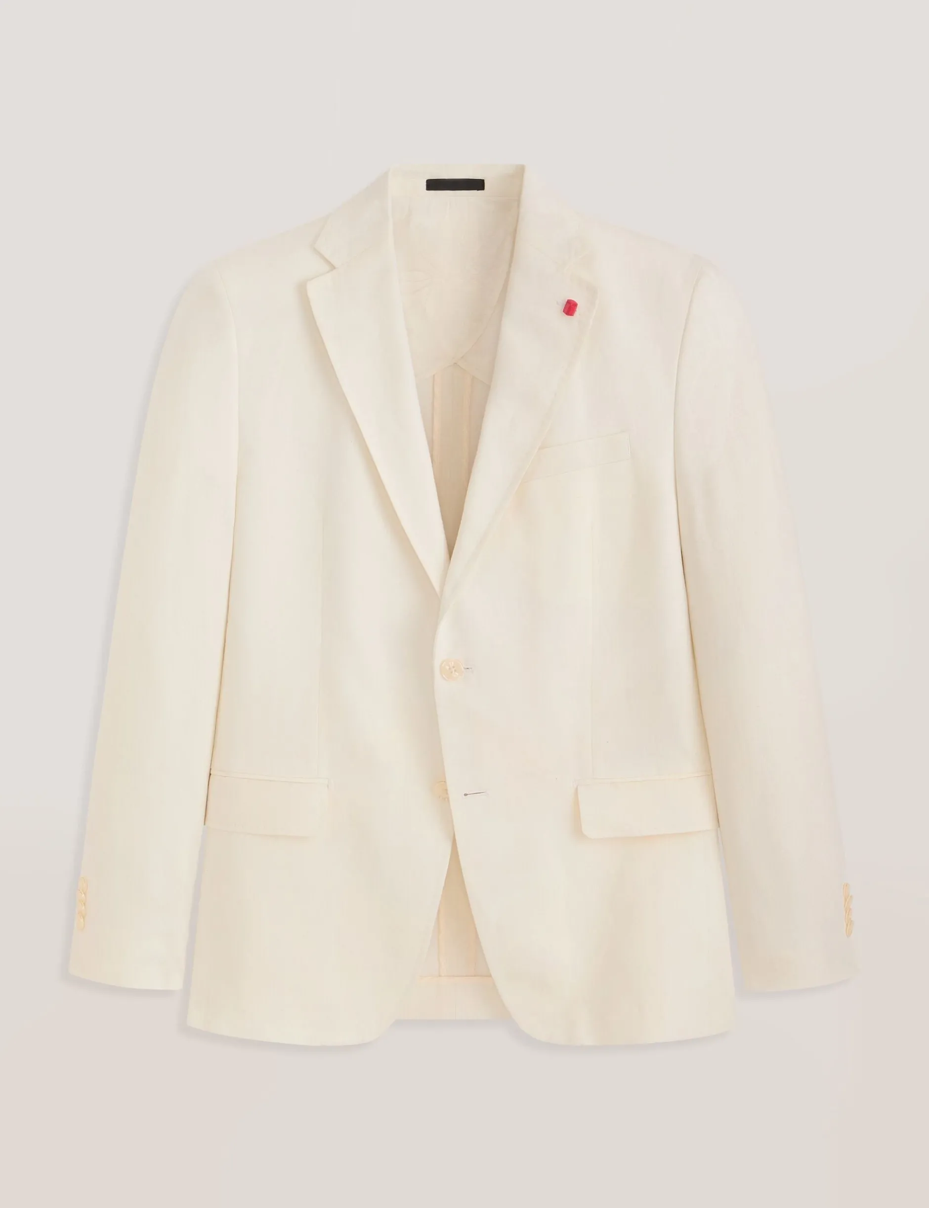 Single Breasted Two Button Notch Flat Front Linen Suit Jacket